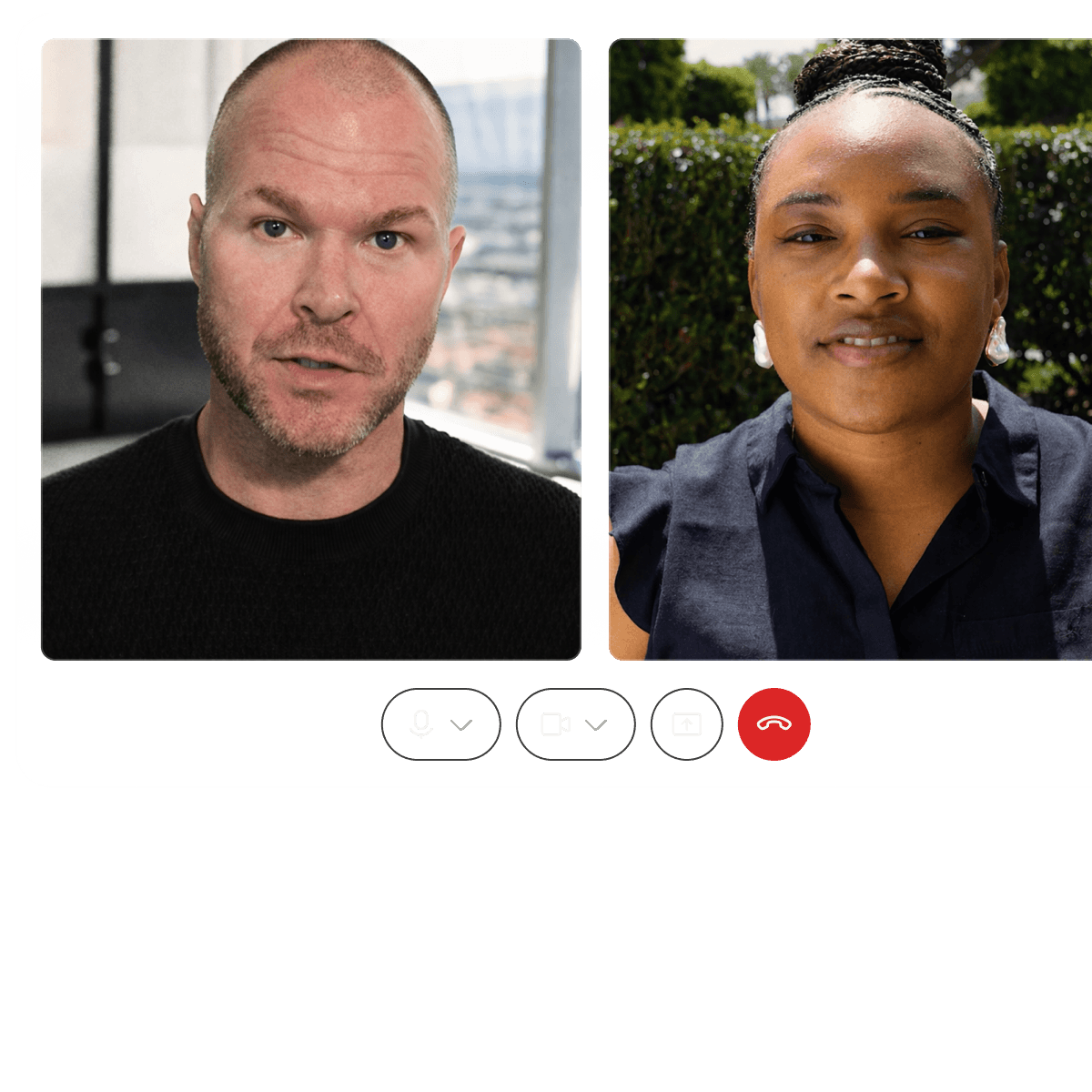 Two people on a live video session